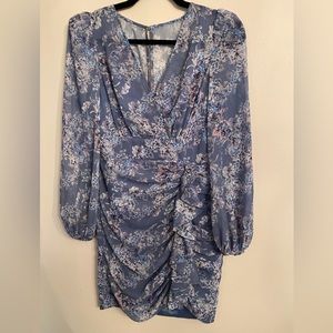 NWT EVER NEW Melbourne Tudda Blue Floral Mini Dress with puff Sleeve Size 2